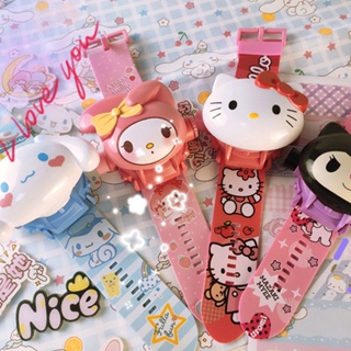 SANRIO นาฬิกาข้อมือดิจิทัล ลายการ์ตูน Hello Kitty Kuromi Melody 3D สําหรับเด็ก