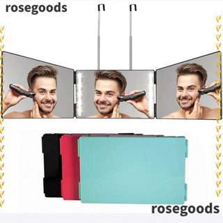 Rosegoods1 กระจกพับ 3 ทาง 3 ทาง สําหรับตัดผมเอง ห้องน้ํา บ้าน