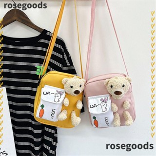 Rosegoods1 กระเป๋าสะพายไหล่ กระเป๋าถือ ลายหมีน่ารัก สําหรับสตรี