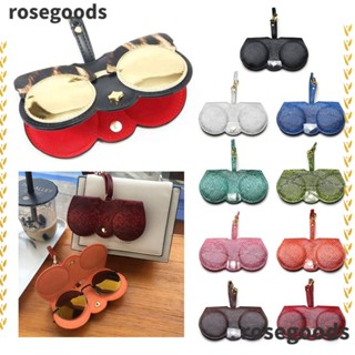 Rosegoods1 กล่องแว่นตา งู แบบพกพา หนัง Pu กระเป๋าเก็บแว่นกันแดด