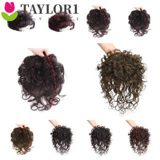 Taylor1 วิกผมปลอม ทนความร้อน สีน้ําตาล หยักสั้น มองไม่เห็น สีดํา ธรรมชาติ แบบเปลี่ยน