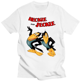 ใหม่ เสื้อยืดลําลอง แฟชั่นสําหรับผู้ชาย แขนสั้น คอกลม พิมพ์ลาย Heckle and Jeckle สไตล์วินเทจ