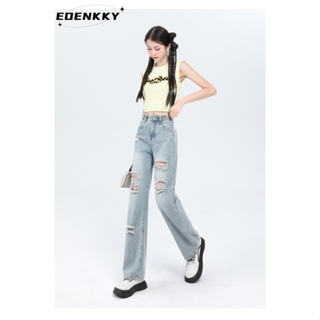 EOENKKY กางเกงขายาว กางเกงยีสน์ผู้หญิง ทรงหลวม ๆ ตรง Retro Hip Hop Pants 2023 NEW Style  สวย สไตล์เกาหลี ทันสมัย fashion A97L37E 36Z230909