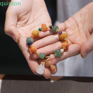 Quinton สร้อยข้อมือ ประดับลูกปัดหยก ลายฟักทอง สไตล์โบราณ วินเทจ ปลอดภัย เครื่องประดับแฟชั่น สําหรับผู้หญิง