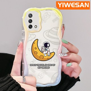 เคสโทรศัพท์มือถือแบบนิ่ม ใส กันกระแทก ลายการ์ตูนอวกาศ ดวงจันทร์ สีครีม สําหรับ OPPO A74 4G A95 4G F19 F19S Reno 6 Lite