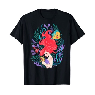 เสื้อยืด พิมพ์ลายดิสนีย์ The Little Mermaid Ariel Flounder And Sebastian สําหรับเด็กผู้ชาย ผู้หญิง อายุ