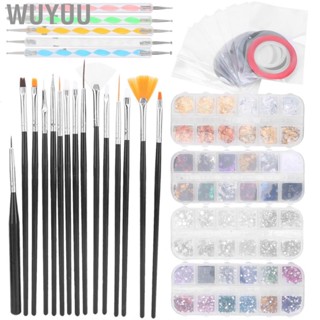 Wuyuu Nail Art Tool Brush Dotting Pen Rhinestones Decoration Foil Striping T