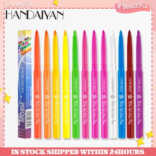 Handaiyan อายไลเนอร์ เนื้อลิขวิด เรืองแสง กันน้ํา สีแดง สีม่วง สีแดง 12 สี สําหรับแต่งหน้า