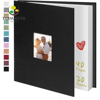 Tarsureth อัลบั้มรูปภาพ ฟิล์มผ้าลินิน มีกาวในตัว 11x10.6 นิ้ว แฮนด์เมด DIY 40 หน้า