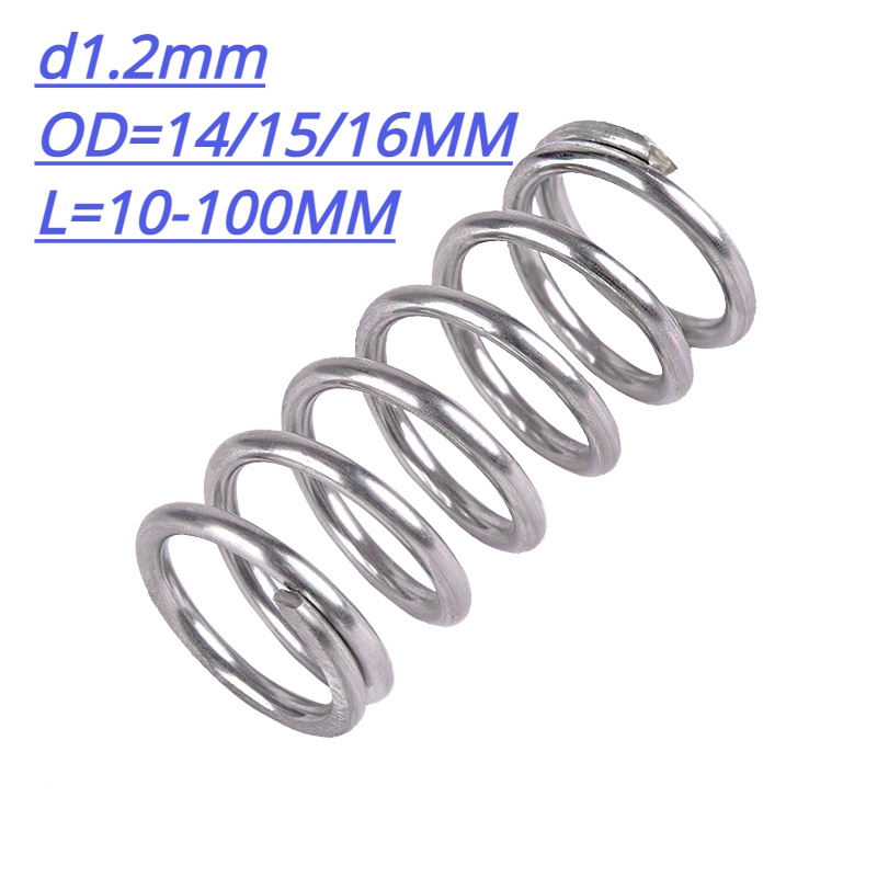 SUS304สปริงสแตนเลส สปริงกด สปริงดันสแตนเลส ไม่เป็นสนิม D=1.2MM OD13/14/15MM [XCF]