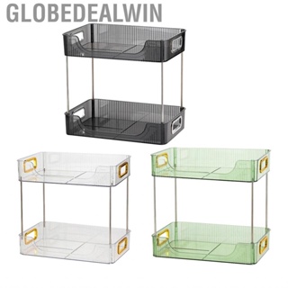 Globedealwin 2 Tier Desktop Storage Rack Organizer Modern Space Saving Sundries Holder Shelves for Office Kitcken Home Decoration