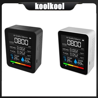 Kool เครื่องทดสอบอุณหภูมิความชื้นดิจิทัล TVOC CO2 คาร์บอนไดออกไซด์ แบบพกพา