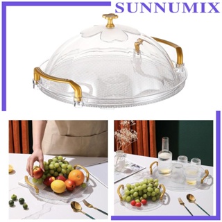 [Sunnimix] ถาดวางเค้ก ขนมหวาน ทรงกลม พร้อมที่จับ แบบใส สําหรับอาหารเช้า ชา