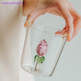 Newsandthen1 แก้วมักใส ทนความร้อน ลายน่ารัก 3D พร้อมหูจับ สําหรับใส่กาแฟ นม