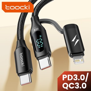 Toocki 2 in 1 สายเคเบิล Type C USB เป็น 1OS 100W 6A หน้าจอดิจิทัล 480Mbps อเนกประสงค์