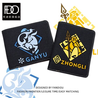 ★Genshin Impact★M Merchandise Zhongli กระเป๋าสตางค์ ผ้าแคนวาส ลายการ์ตูนอนิเมะ ใส่บัตรได้ สําหรับนักเรียนผู้ชาย และผู้หญิง