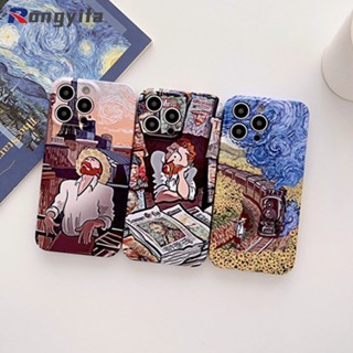 เคสโทรศัพท์มือถือแบบแข็ง ลายภาพวาดสีน้ํามัน Van Gogh ดอกทานตะวัน เลนส์รถไฟ สําหรับ iPhone 14 Plus 14 13 12 11 Pro Max