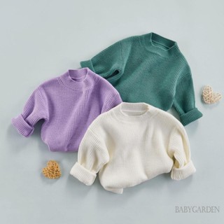 Babygarden-0-6 ปี เสื้อถักเด็ก แขนยาว คอกลม สีพื้น ทรงหลวม อบอุ่น