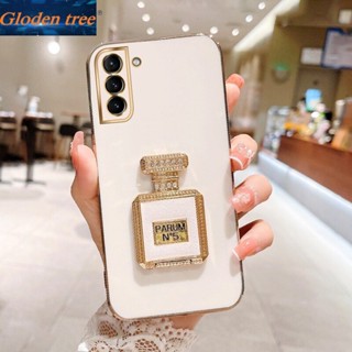 เคสโทรศัพท์มือถือ แบบพับได้ ลายต้นไม้ Gloden พร้อมขาตั้งกล้อง สําหรับ Samsung Galaxy S21 Ultra 5G s22 Ultra S21 plus s22 plus 4G S21 FE 5G 4G S21+