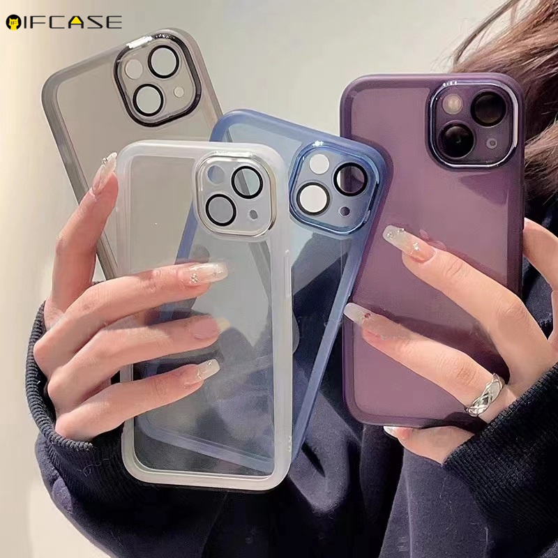 เคสโทรศัพท์มือถือ แบบใส ผิวด้าน ป้องกันเลนส์กล้อง กันกระแทก สไตล์นักธุรกิจ สําหรับ iPhone 12 Mini 11 Pro XS Max XR X
