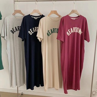 ชุดนอนสั้น ชุดนอนเดรส 4XL หลวม เสื้อยืดชุดนอน พิมพ์การ์ตูน ส…