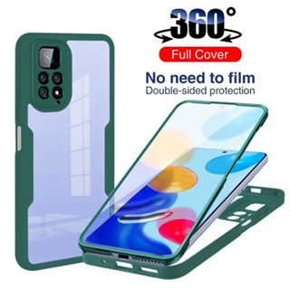 360°Full Body Double Protection Case for Xiaomi Redmi Note 9 9S 10 10S 11S 11 Pro Max 9T 9A 9C Poco M4 Pro 5G M3 X3 Nfc F3 K40 11T Pro Soft Silicone Shockproof Clear Back Cover