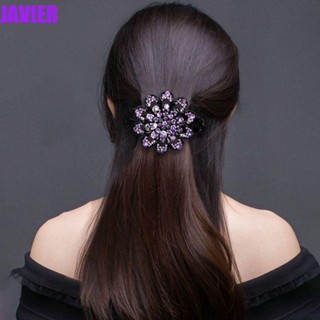 JAVIER Sweet Flower Hair Clip Retro Korean Style Hairpin Rhinestone Duckbill Clip All-match Mother Hair Claw Antiquity Headwear Elegant Girls Simple Female Hair Accessories