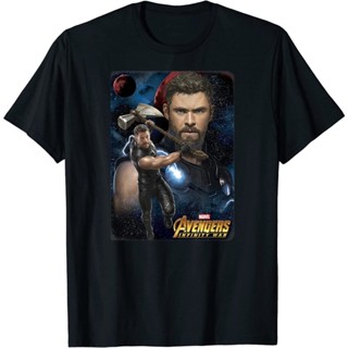 เสื้อยืดแขนสั้นเสื้อยืดโอเวอร์ไซส์เสื้อยืดแขนสั้น พิมพ์ลายกราฟฟิค Marvel Infinity War Thor Galaxy แฟชั่นสําหรับผู้ชาย แล