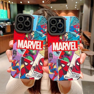 สำหรับ เคส iPhone 11 13 14 12 Pro Max Spider Man Super Hero Marvel เคสการ์ตูนสำหรับ iPhone 11 13 14 12 Pro Max 7 8 Plus XR XS X SE2 SE3 เคสน่ารัก Heros Idol กันกระแทกเลนส์กล้องซิลิโคนหนัง PU ฝาหลังโทรศัพท์ 7Plus 8Plus 14Plus 14Pro 12Pro 13Pro 11Pro Max