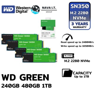 COINSคืน15%⚡FB9JMZV6⚡ WD GREEN SSD 240GB 480GB 1TB M.2 PCIE SN350 NVME รับประกัน 3ปี