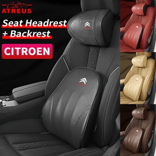 Citroen หมอนรองคอหนัง หมอนรองหลัง หมอนเมมโมรี่โฟม หมอนรองคอ อุปกรณ์เสริมภายในรถยนต์ สําหรับรถยนต์ Citroen c3 c4 c5