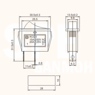 [ 3 ชิ้น ] KCD3-1-101N 220V แดง Red สวิทช์กระดก KCD3 3ขา บาง ON-OFF KCD3-1-101N มีไฟ 16A 250V สวิทช์ กระดก KCD3 101N ...