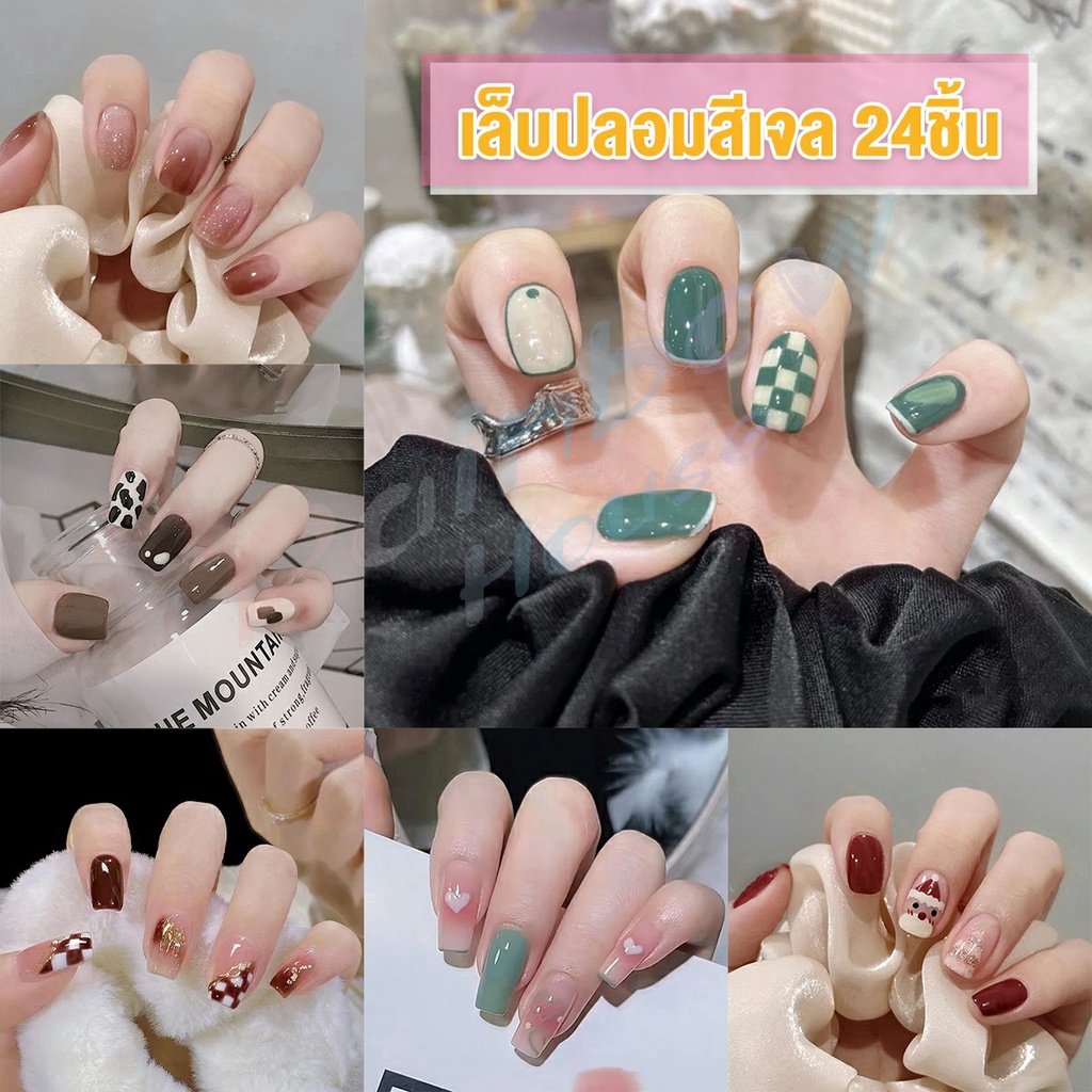 Rainbow เล็บปลอม พลอยเทียม 3D พร้อมหินฝังเพชรเทียม และกาว DIY Nail Kits
