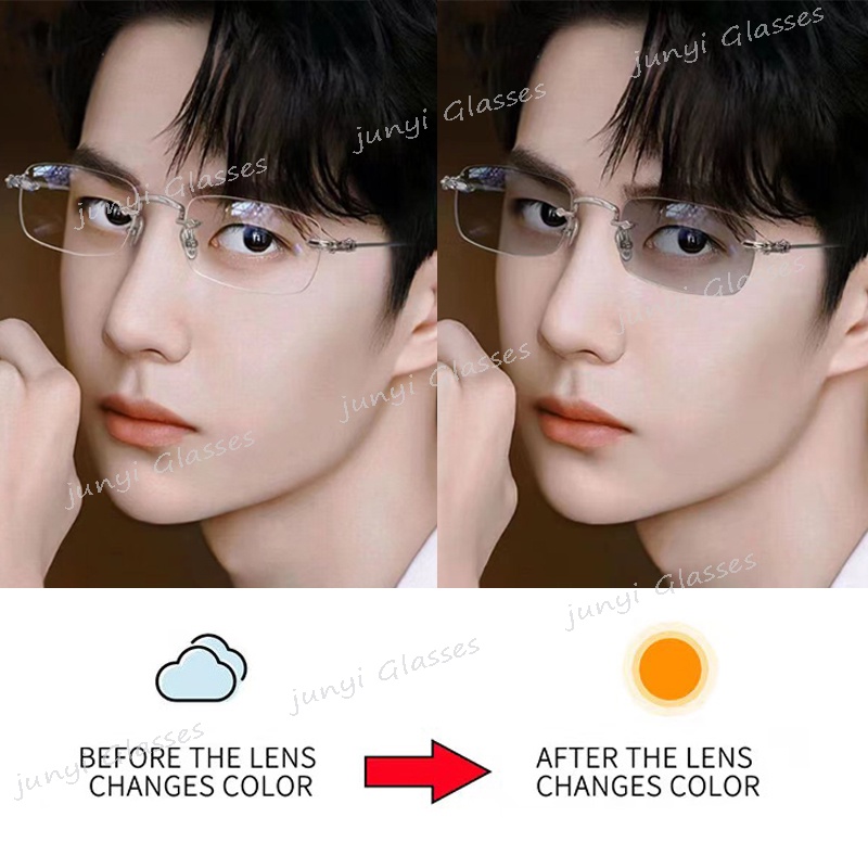 2 in 1 แว่นตากันแดด กรอบโลหะ ป้องกันรังสียูวี ไร้กรอบ ป้องกันแสงสีฟ้า สําหรับผู้หญิง และผู้ชาย