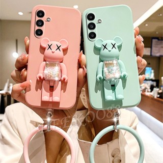 เคสโทรศัพท์ซิลิโคน TPU แบบนิ่ม ลายหมีน่ารัก กันกระแทก มีสายคล้อง สําหรับ Samsung Galaxy A54 A34 A14 M14 4G 5G A54 A34