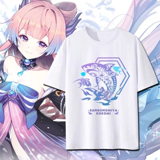 【สปอตสินค้า】 Genshin Impact Sangonomiya Kokomi ความประทับใจ เกมเสื้อยืดเสื้อขาว