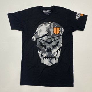 ผ้าฝ้ายคอกลมOgdfgo75hfofeo97 เสื้อยืดผ้าฝ้าย พิมพ์ลายโลโก้ Call of Duty Black Ops 4 SKULL สีดํา สําหรับผู้ชายfrom S_02