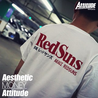 Attitude ATTITUDE Japan JDM เสื้อยืดแขนสั้น ผ้าฝ้าย ลาย initial D Akagi REDSUNS