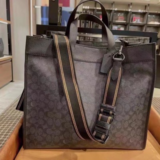 COACH c7674 Field Tote 40 กระเป๋าถือผู้ชาย/กระเป๋าช้อปปิ้ง/ความจุขนาดใหญ่/กระเป๋าโท้ทสี่เหลี่ยม/ช่องซิปปิด