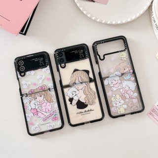 【Rabbit Girl】เคสโทรศัพท์มือถืออะคริลิคใส กันหล่น ไฮเอนด์ ลายกระต่าย เรียบง่าย สําหรับ Samsung Galaxy Z Flip3 Zflip4