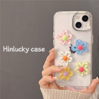 Huiwanju เคสโทรศัพท์มือถือ ซิลิโคน ใส กันกระแทก ลายดอกไม้ 3D หลากสี สําหรับ IP13 IP14pro Max 13promax 12 14pro 11 XL