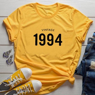 Vintage 1994 Letter Women T Shirt Cotton Birthday Gift Tshirt Top Cototn Fashion T-shirt เสื้อยืดคอกลม