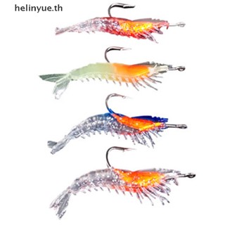 Helinyue เหยื่อตกปลา รูปกุ้ง ปลาหมึก เรืองแสง 3 กรัม-60 มม. 4 สี TH