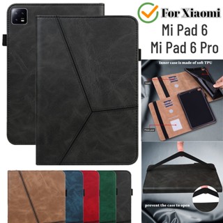 เคสหนัง ฝาพับอัจฉริยะ พร้อมช่องใส่บัตร ตั้งหลับอัตโนมัติ สําหรับ Xiaomi Mi Pad 6 Xiaomi Mi Pad 6 Pro 11 นิ้ว 2023