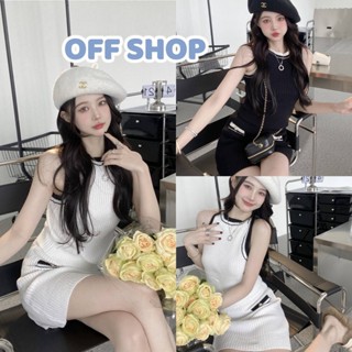 OFF SHOP พร้อมส่ง (OFF-19081) ชุดเซ็ต เสื้กล้าม+กระโปรง ผ้าไหมพรมยืดใส่สบาย -C