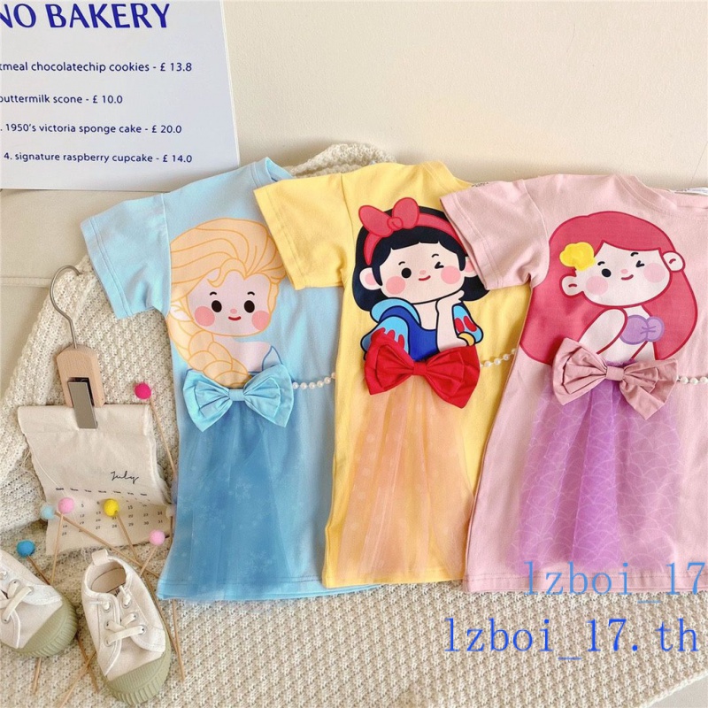 พร้อมส่ง เด็กแฟชั่นเครื่องแต่งกายที่สวยงามชุดสาวแขนสั้น lzboi_17