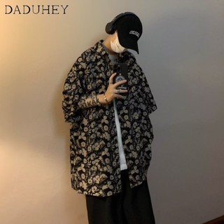 DaDuHey🔥 Mens 2023 Hong Kong Style Loose Shirt Ins Fashion Trendy Printed All-Matching Top