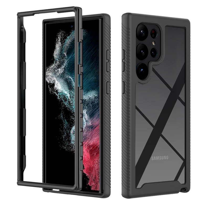 2in1 เคสโทรศัพท์มือถือแบบใส กันกระแทก 360 องศา สําหรับ Samsung Galaxy S23 Ultra S23 S22 Plus S22 S20