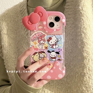 เคสโทรศัพท์มือถือ กันกระแทก ลายการ์ตูนโบว์ สามมิติ สีชมพู สําหรับ Apple Iphone 14promax 13 12 11 14pro 13pro 14