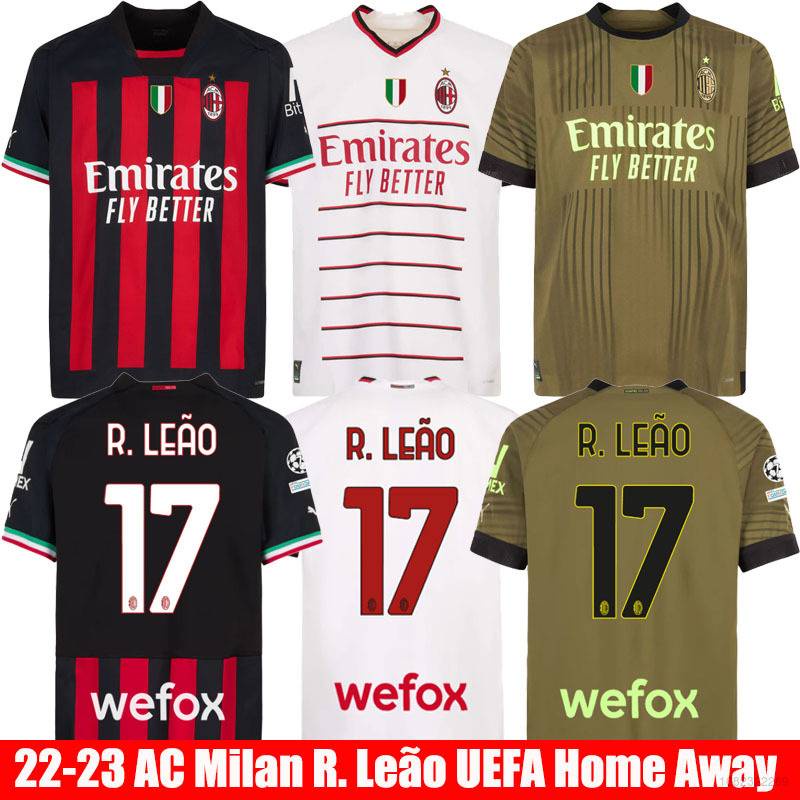 เสื้อยืดแขนสั้น ลายทีมชาติฟุตบอล Milan Home Away Rafael Leao Jersey YP2 2022-2023 พลัสไซซ์ PY2